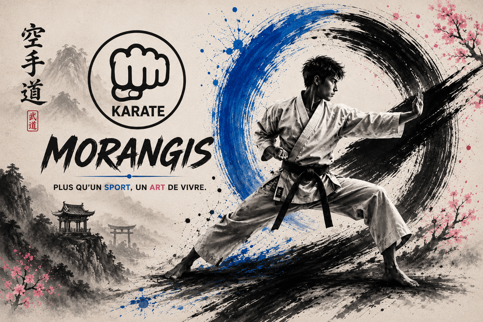 Visuel Karaté Morangis avec karatéka en posture traditionnelle
